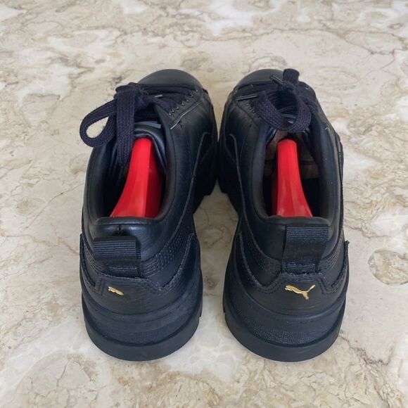 PUMA Mayze Classic Black Leather Platform Sneakers - Picture 9 of 14